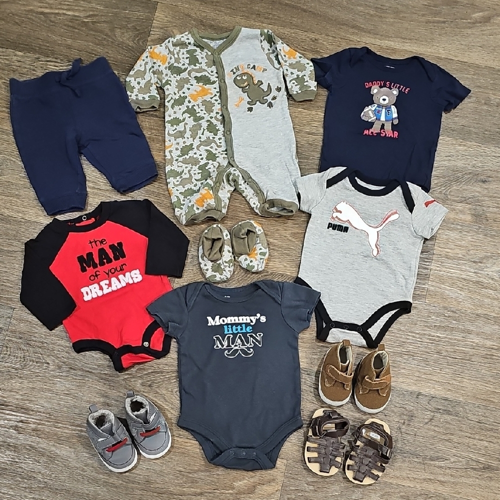 Baby Boys 0-3 Bundle Of Clothes And Shoes
